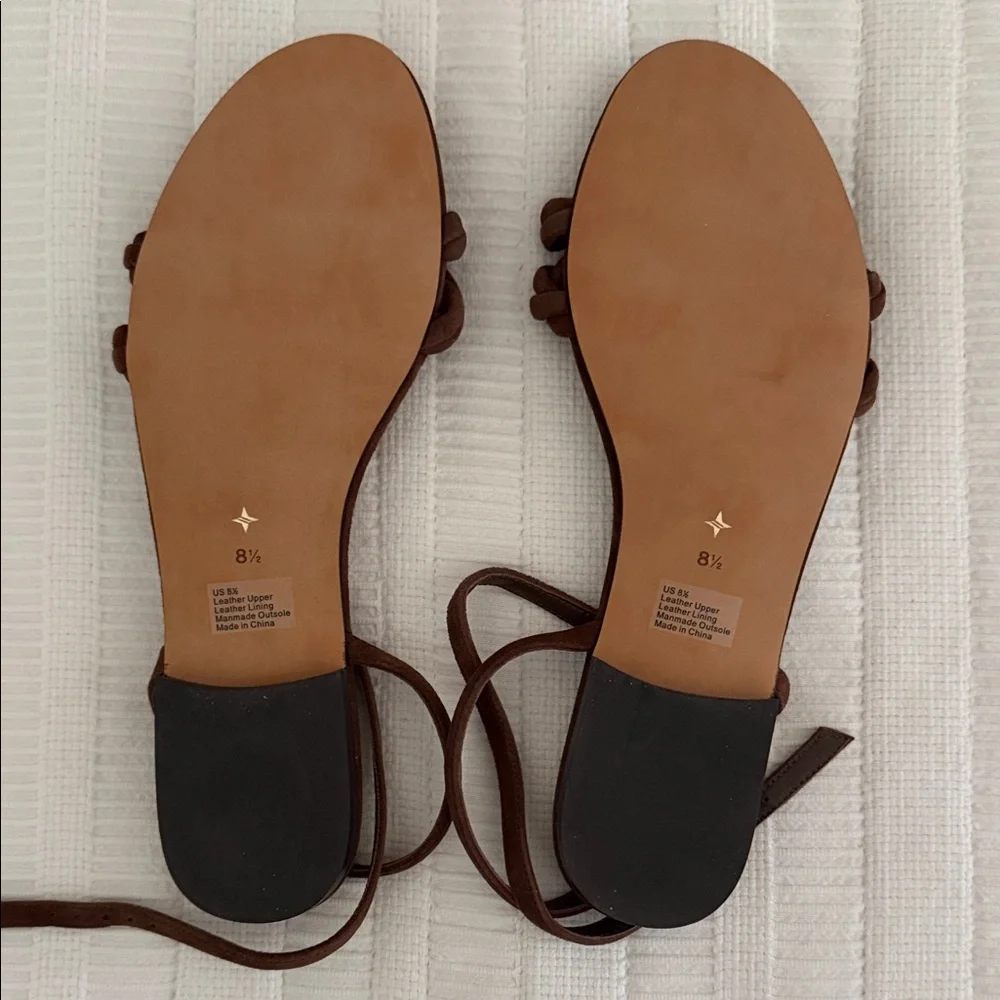 Tuckernuck x Studio McGee Dark Brown Knotted Suede Ankle-Strap Flat Sandals - Picture 2 of 4